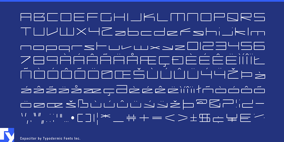 Itís a wider matrix that a typical segmented font is best used used at smaller sized to to create textural headlines which contrast against something narrow yet readable.