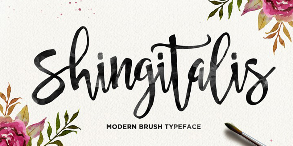 Shingitalis Typeface font family sample image.