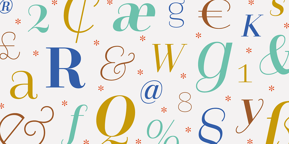 A great variety of shapes makes Camila an ideal font for both display and small sizes.