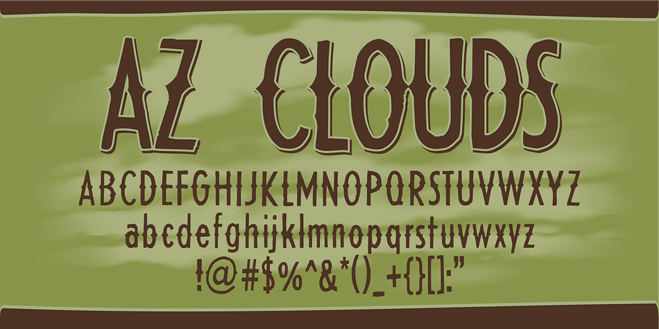 AZ Clouds was inspired from a need to develop a sans serif typeface with center accents for a t-shirt design.