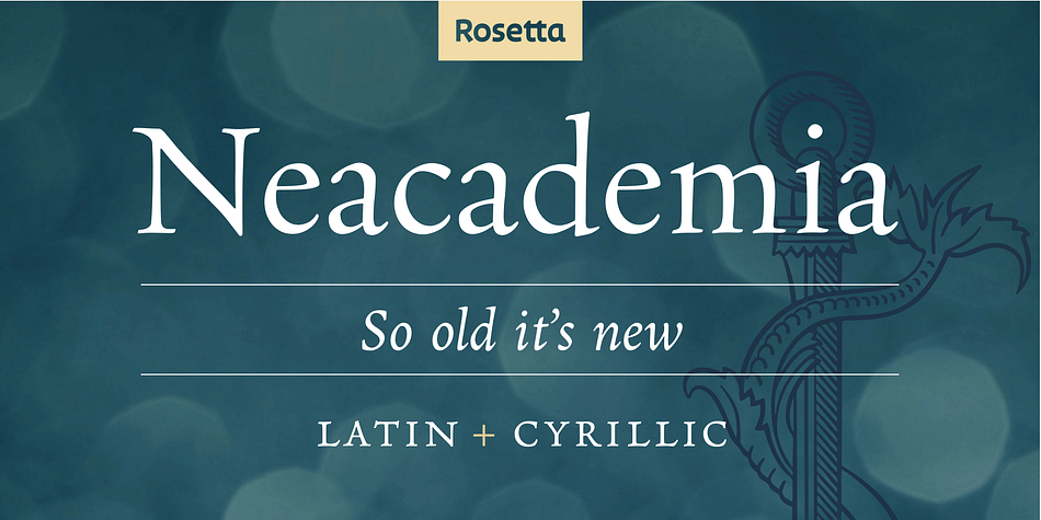 Neacademia is a Latin and Cyrillic type family inspired by the types cut by 15th century Italian punchcutter Francesco Griffo for the famous Venetian printer and publisher Aldus Manutius.