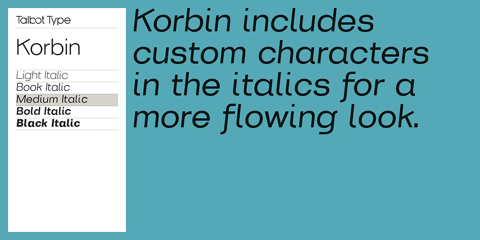 Highlighting the Korbin font family.
