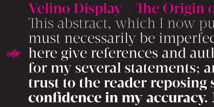 Velino is the most recent of our Premium Typefaces.