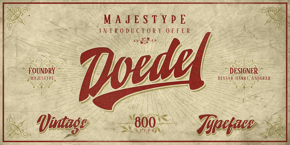 Doedel is a strong script font that comes with over 800 glyphs and is equipped with a host of OpenType features, works well at large size and making it  a breeze to customize the feel of your design.
