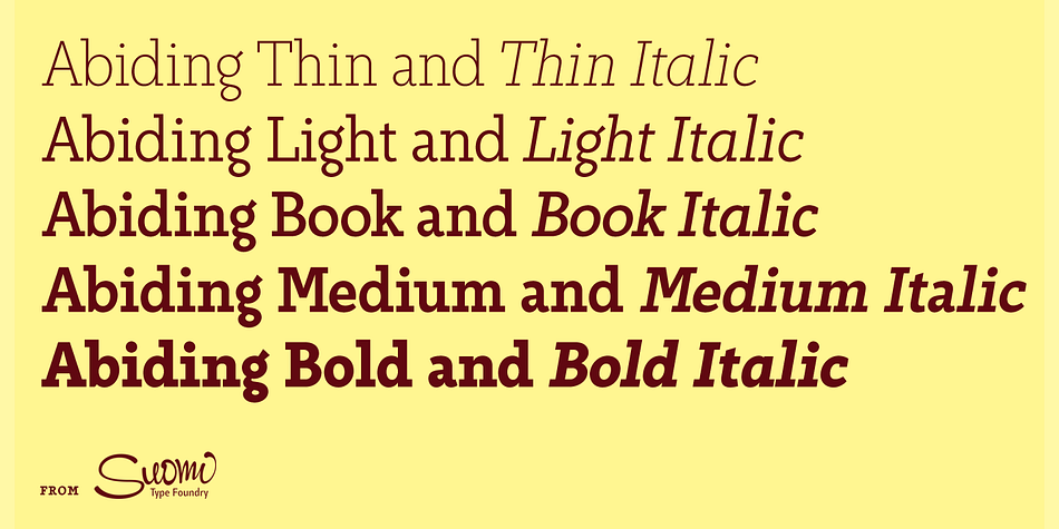 Highlighting the Abiding font family.