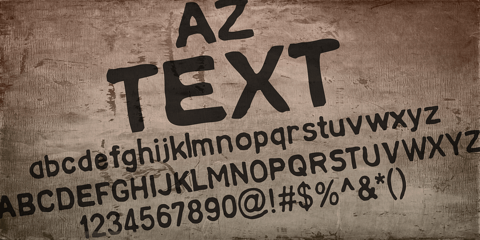 AZ Text font was inspired from a need for a generic worn san serif text of letters that looks old.