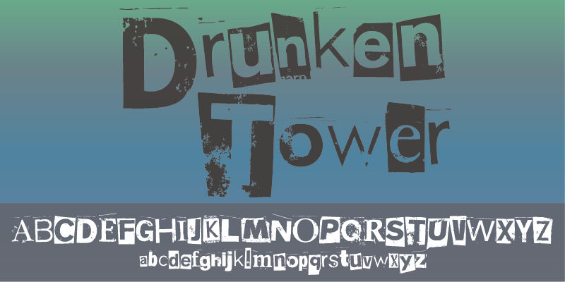 Displaying the beauty and characteristics of the Drunken Tower font family.