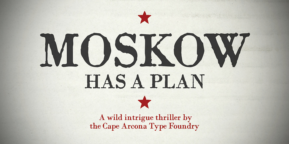 Inspired by an old Russian book about Moscow’s plan to take over the world, this font was designed to give digital prints the taste of hand lettering.