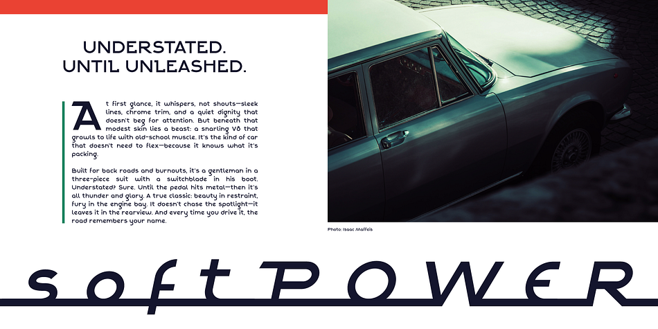 Alpha Strada font family sample image.