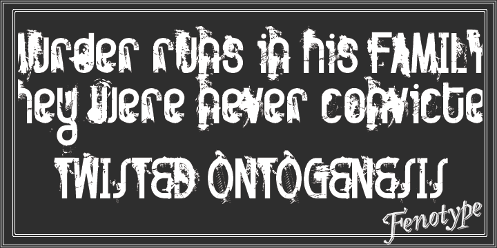 Displaying the beauty and characteristics of the FT Twisted Ontogenesis font family.