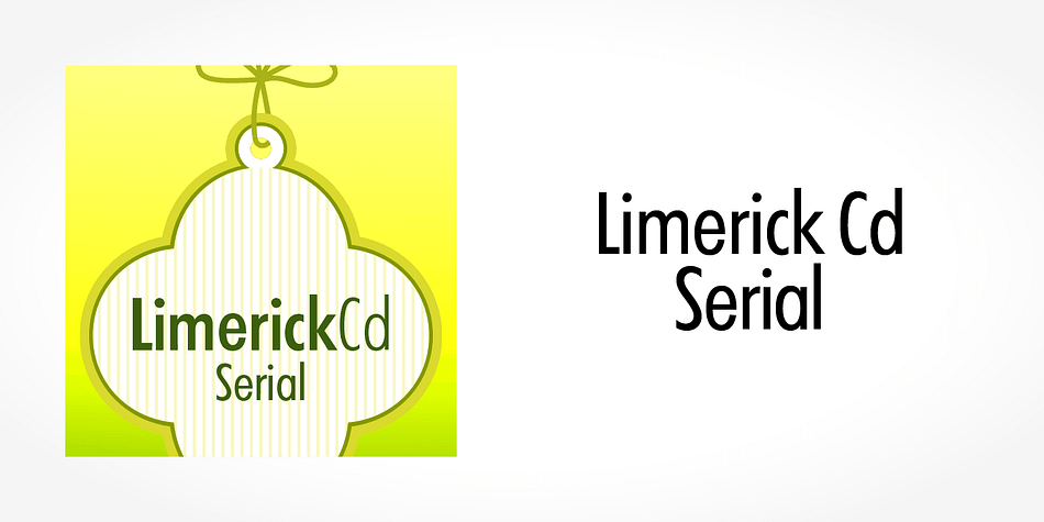 Displaying the beauty and characteristics of the Limerick Cd Serial font family.