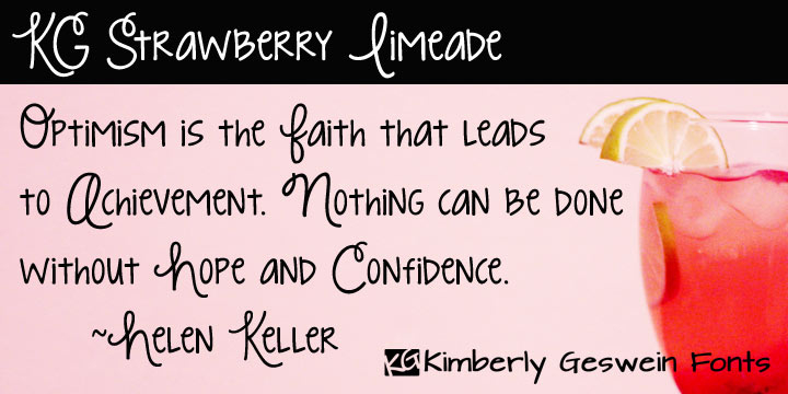 Displaying the beauty and characteristics of the KG Strawberry Limeade font family.