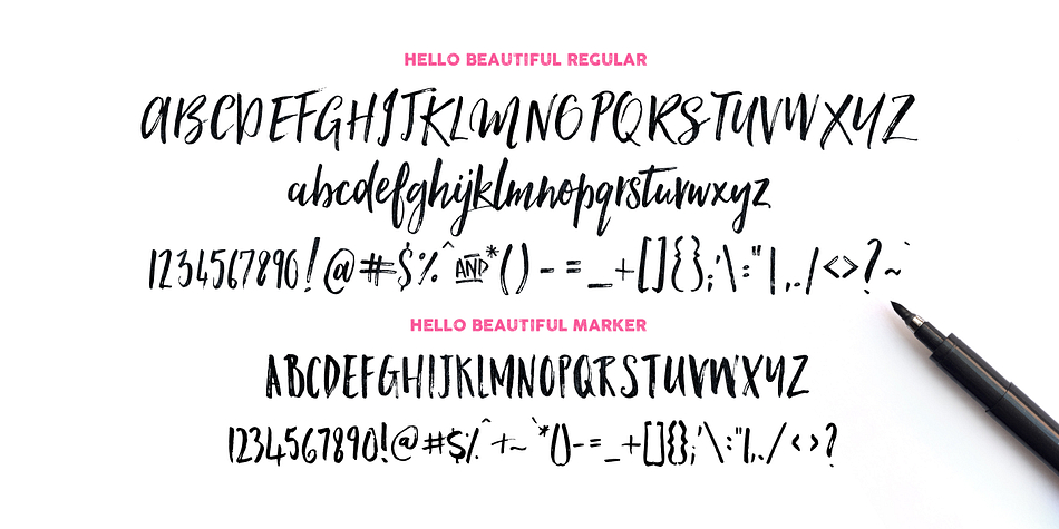 Displaying the beauty and characteristics of the Hello Beautiful font family.