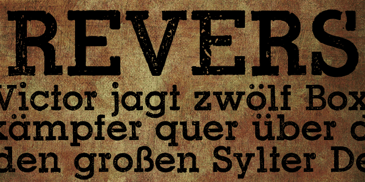 Revers is a rough, grunge slab serif based on newspaper headlines from the 1950s.