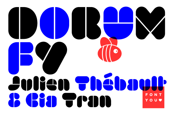 Displaying the beauty and characteristics of the Dorum FY font family.