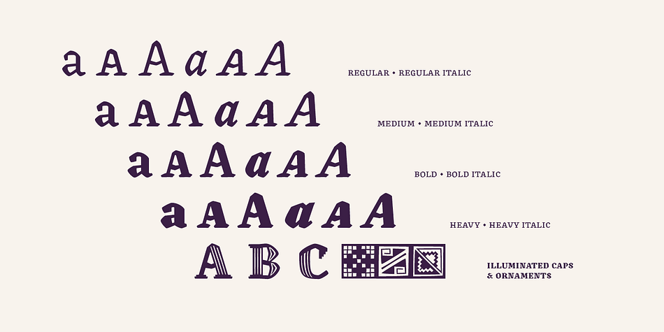 Canilari comes with ligatures, a complete set of figures-oldstyle, lining, tabular lining, denominators, superior, inferior, etc.-small caps, case-sensitive punctuation, special characters, currency symbols and more.