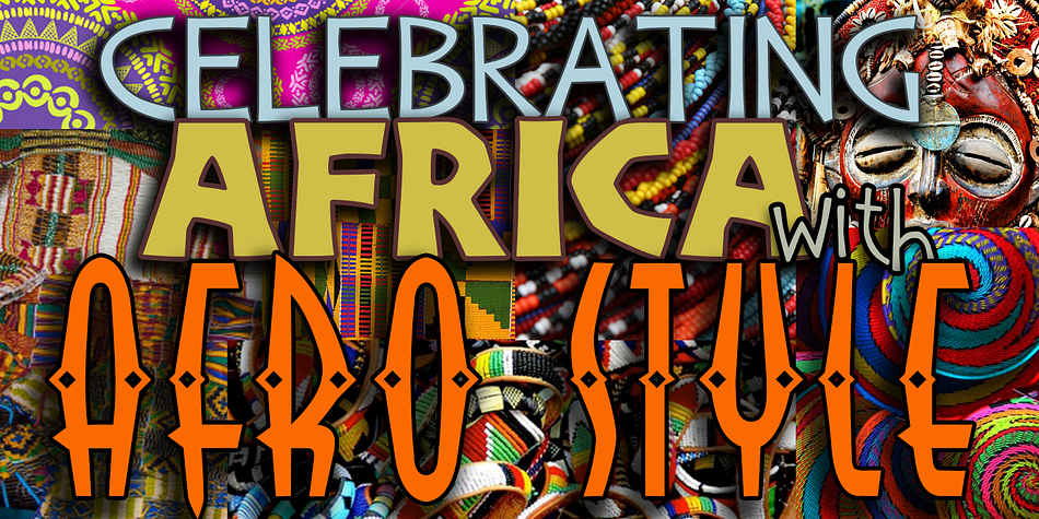 Capture the true Spirit of Africa with fonts from the Afro Style Collection:

Four African patterns, two from central Africa, one from Mali, and one from the Zulu & Ndebele cultures of our province, KwaZulu-Natal, South Africa.