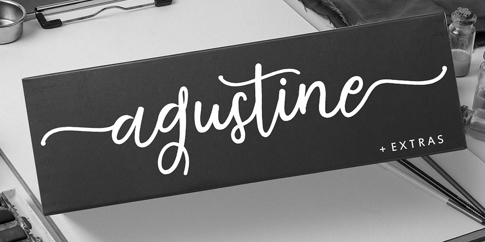 Agustine Script + Extras is a modern calligraphy font.