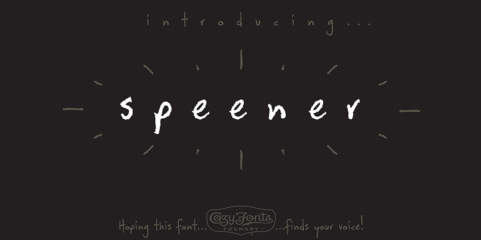 Speener is a handwritten font designed by Tom Nikosey, an American Graphic Designer specializing in Typographic Design and Illustration.