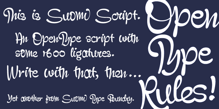 Displaying the beauty and characteristics of the SuomiScript font family.