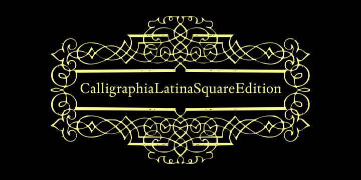Displaying the beauty and characteristics of the Calligraphia Latina Square Edition font family.