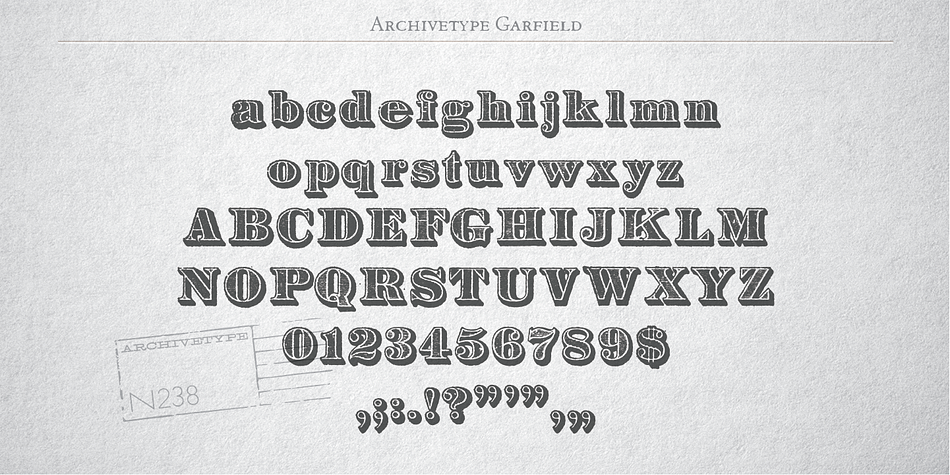 Upper case letters, lower case letters, numerals and basic punctuation.