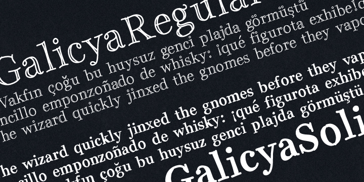 Displaying the beauty and characteristics of the Galicya font family.