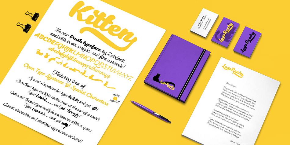 Emphasizing the favorited Kitten font family.