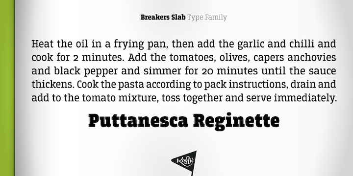 Emphasizing the favorited Breakers Slab font family.