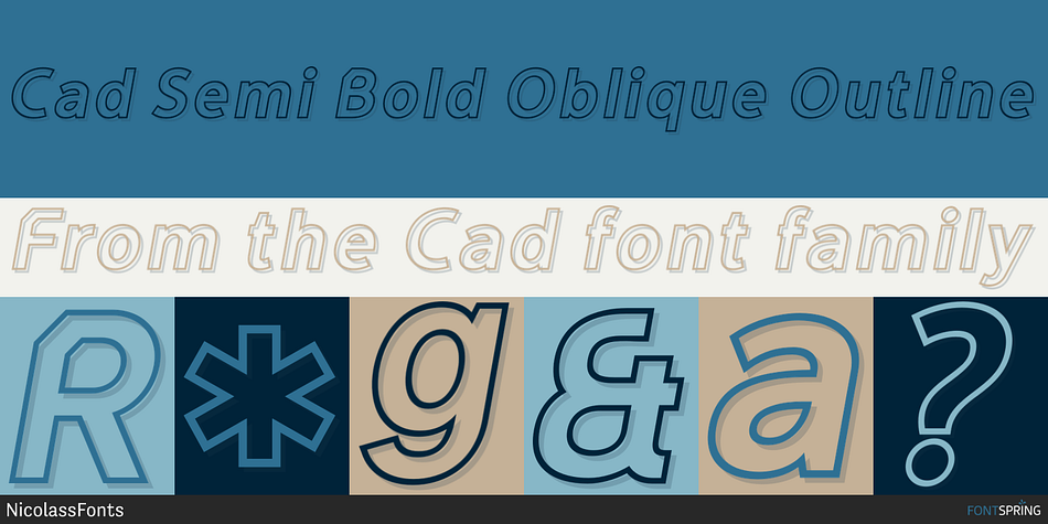 Cad Semi Bold Oblique Outline Font