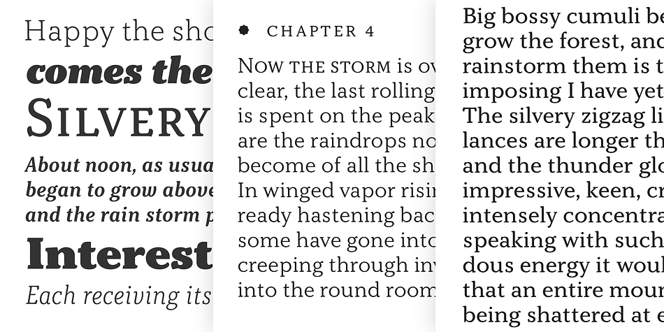 The uniquely defined novel glyph construction and serif shapes convey an allusion to a brush stroke that bestows a contemporary, texture-rich appearance entirely in tune with functionality.