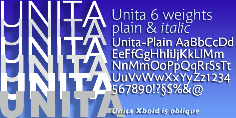 Unita is my version of a classic Grotesk or Sans typeface.