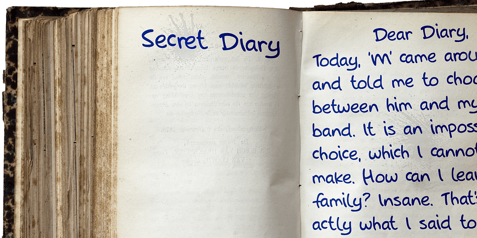 Secret Diary comes with some ligatures and an overdose of diacritics.