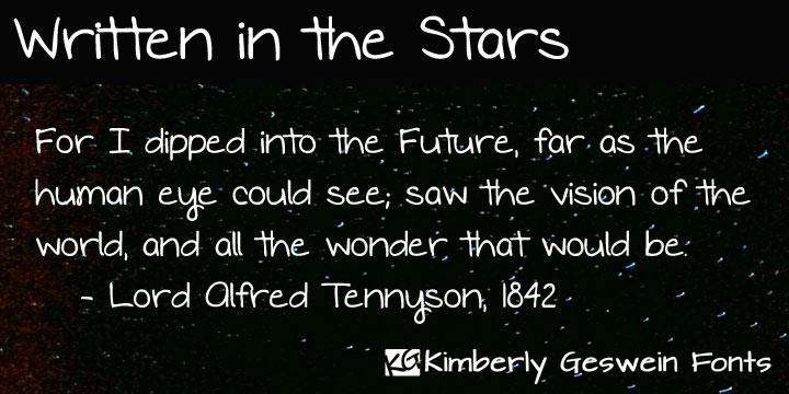 Displaying the beauty and characteristics of the Written in the Stars font family.