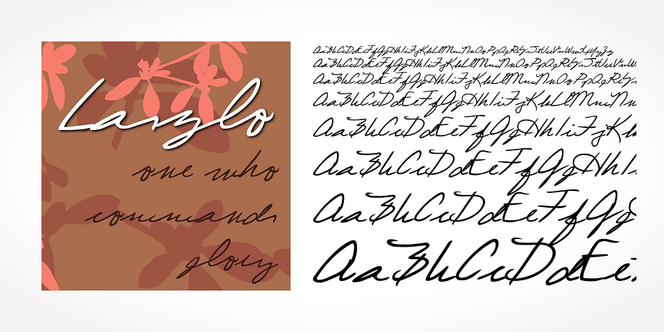 “Laszlo Handwriting” is a beautiful typeface that mimics true handwriting closely.