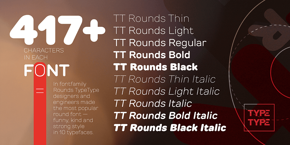 Most popular typefaces formula: Thin, Light, Regular, Bold, Black and Italics.