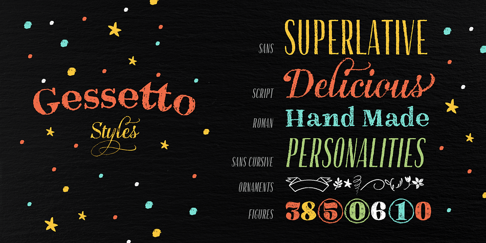 Gessetto font family sample image.