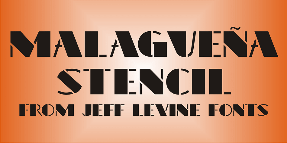 Malagueña Stencil JNL was derived from hand lettering found on an Art Deco-era piece of vintage sheet music for this familiar tune.