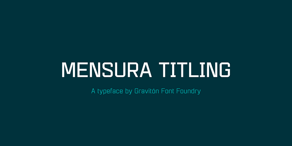Mensura Titling font family is the display version of Mensura font family, it has been designed for Graviton Font Foundry by Pablo Balcells in 2013.