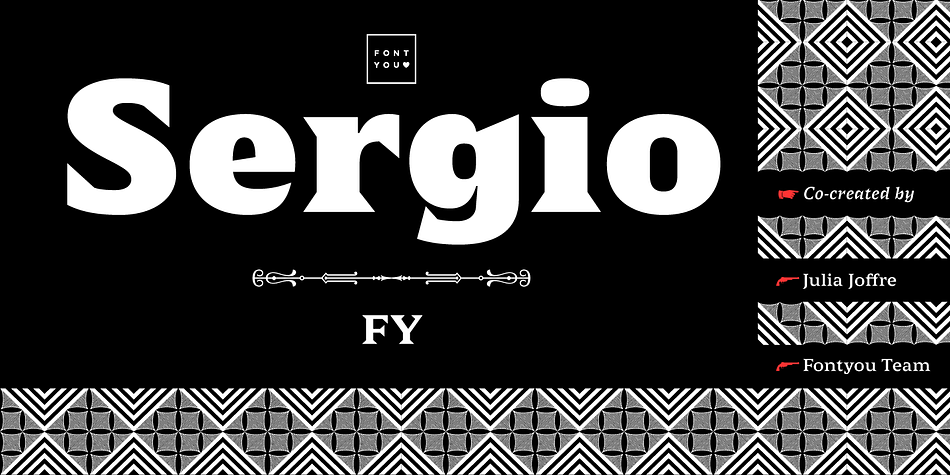 Displaying the beauty and characteristics of the Sergio FY font family.