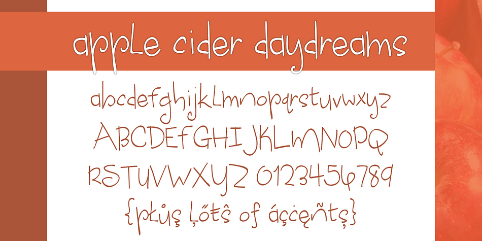 Displaying the beauty and characteristics of the Apple Cider Daydreams font family.