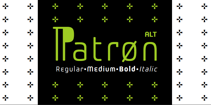 Patron is a modern, mono-linear, sans-serif font family with large x-height and softened edges containing 12 fonts.