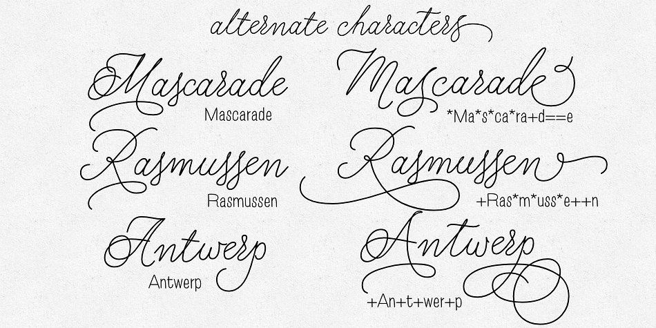 Each lowercase letter has six variations (uppercase letter has two).