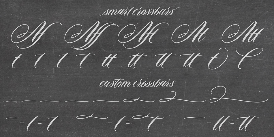 Custom capitals
Customize alternate capitals U, V, W, X and Y with any one of the swash options available in the glyph table for those characters.