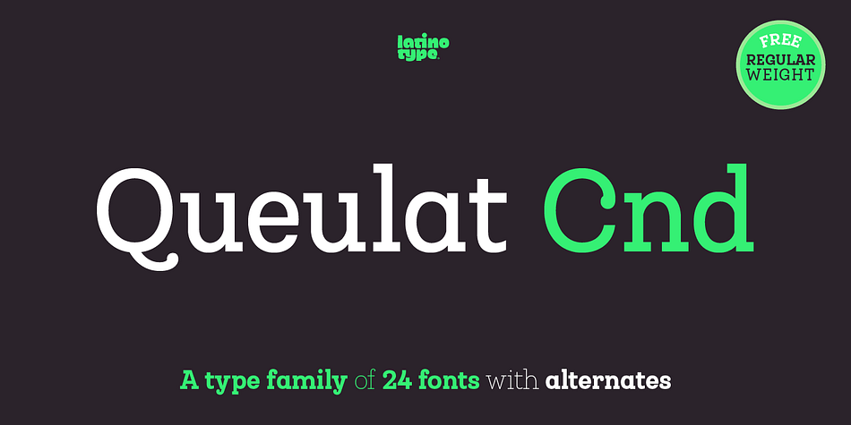 This font is the condensed version of Queulat, but keeping the same features as the original typeface.