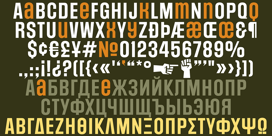 The remastered set consists of four multi-script weights, rough and soft variations, and a very unique stencil treatment.