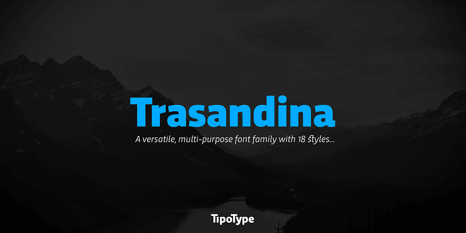 Trasandina is a very unique font-family: a modern, versatile, workhorse typeface with a special personality, given by the mix of humanist and geometric models, remaining far from both extremes.