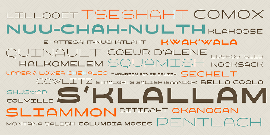 Highlighting the Salish font family.
