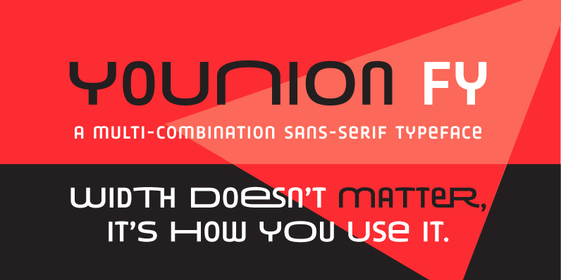 Displaying the beauty and characteristics of the Younion FY font family.