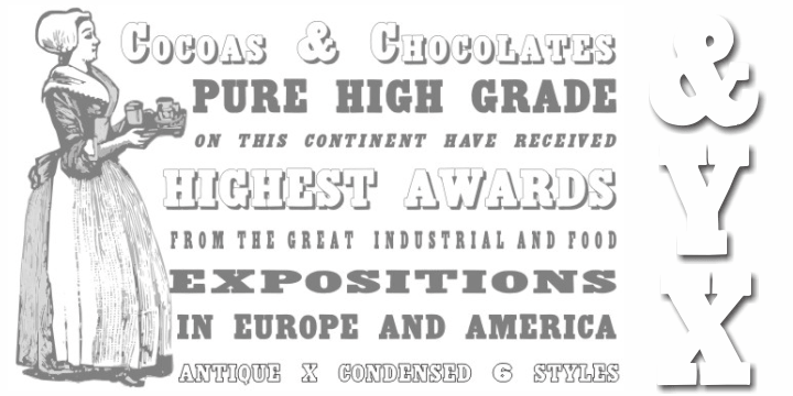 Displaying the beauty and characteristics of the Antique X Condensed font family.